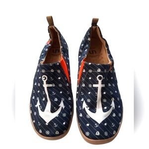 U In Story Mens Size 11 Navy Blue Anchor Shoes